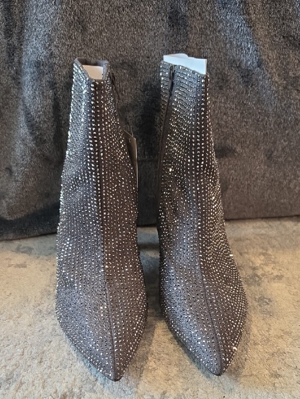 A New Day Women's Sparkle Ankle Boots - Grey Rhinestone Pointed Toe - Picture 3 of 4